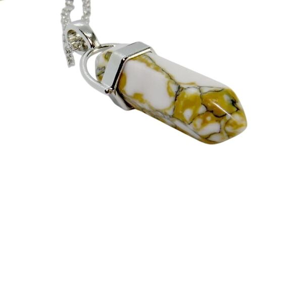 Hot Topic Tan Agate Marbled Chakra Pendant Necklace - Picture 3 of 4